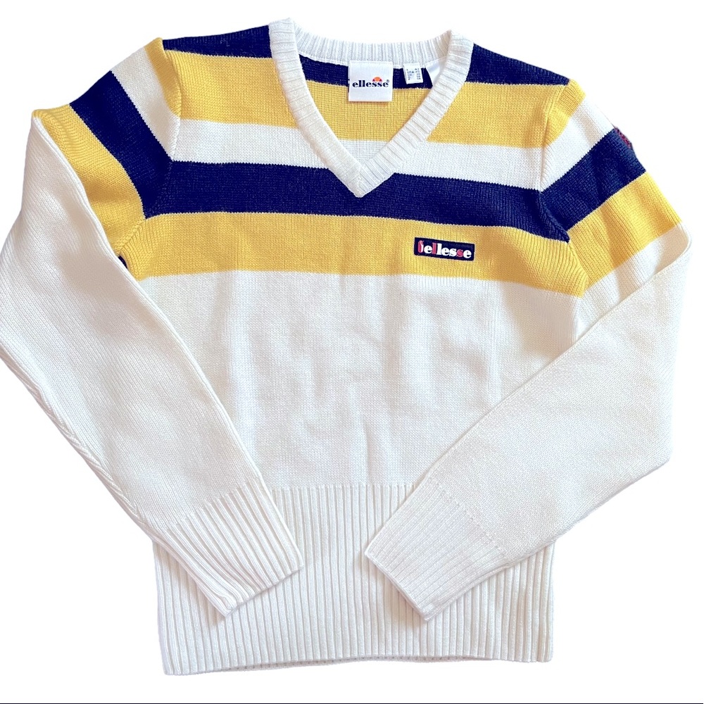 Ellesse color block vintage v-neck wool sweater size XS. E#286